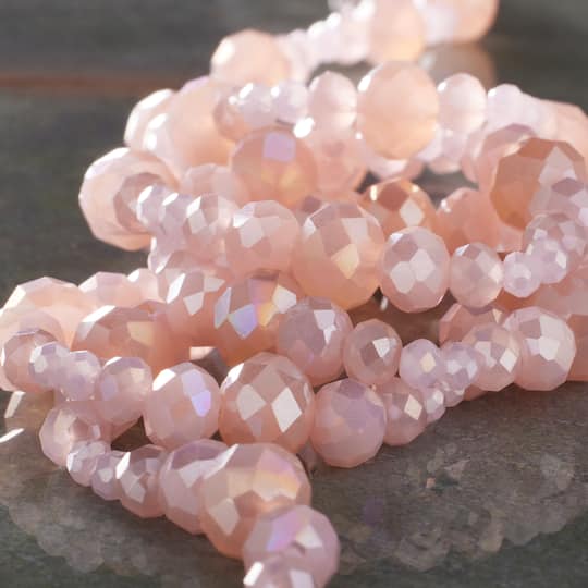 Pink Aurora Borealis Faceted Glass Round Beads by Bead Landing™